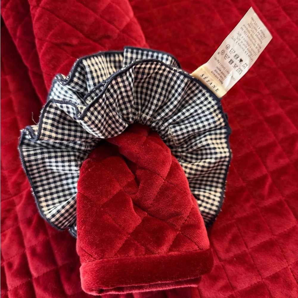 NWT Sézane Navy Gingham Scrunchie